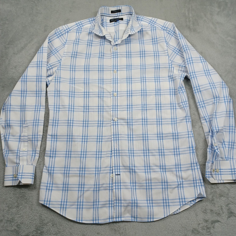 Banana Republic Shirt Mens Medium Blue Plaid Camden Fit Preppy